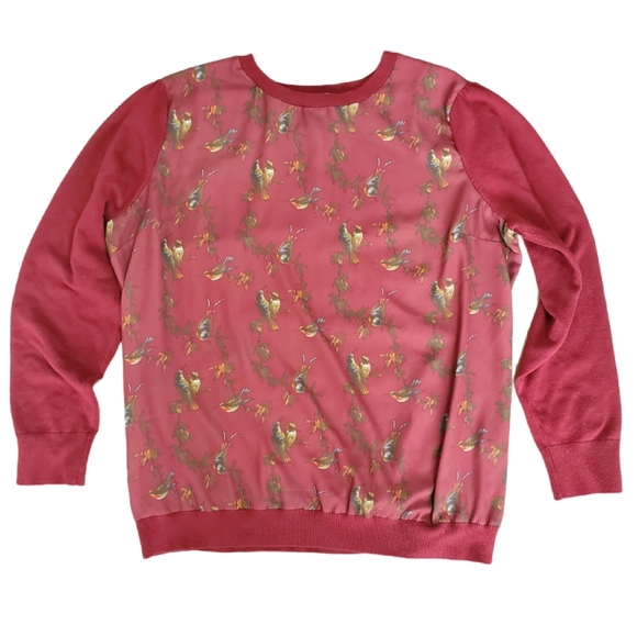 Amanda Green burgundy sweater with birds XL - Picture 1 of 10